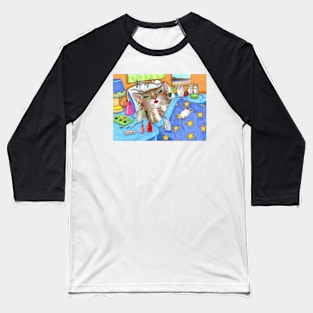 Funny Cat 508 Make-up Baseball T-Shirt